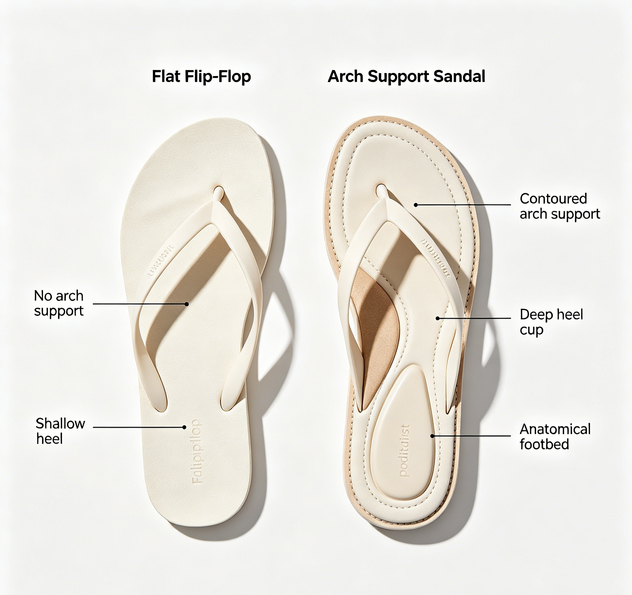 flat-flip-flop-vs-arch-support-sandal-comparison